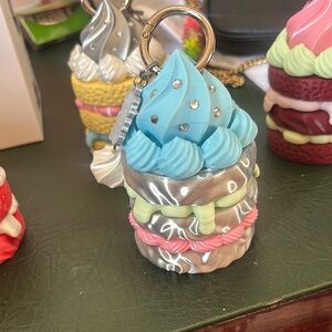 Blue Whipped Cream Dessert Keychain by